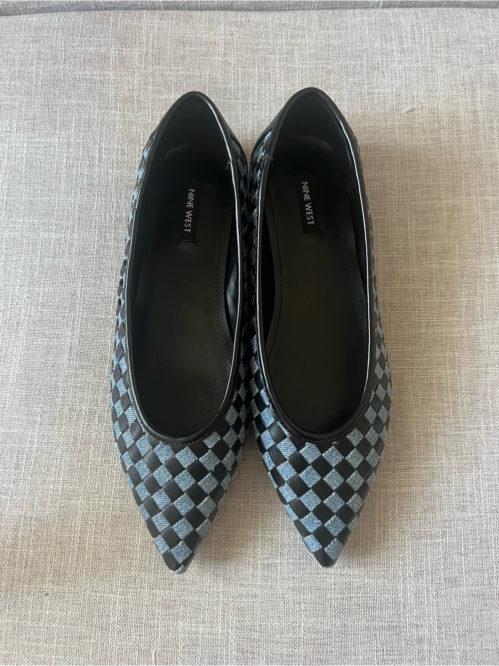Nine West Black/blue ballet Flats, women’s 10, houndstooth office casual dressy